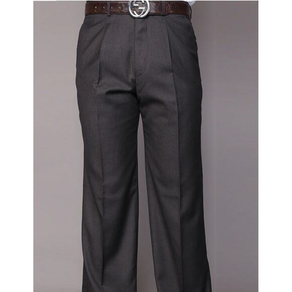 Bachrach Grey Wool Blend Double Pleat Dress Pant Mens 40x30 High Rise Cuffed Hem - Picture 2 of 10